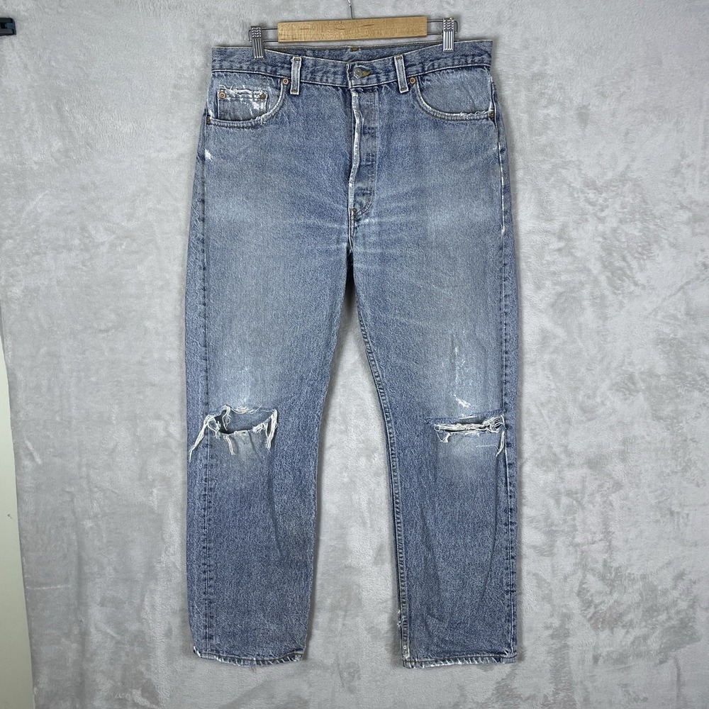 Vintage 90s Levis 501 Jeans Mens 36x30 (fit 34x30) Acid Wash Made in USA Faded